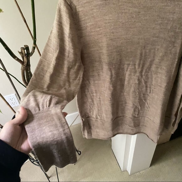 BADGLEY MISCHKA Tan Mockneck 100% Merino Wool Sweater - Picture 3 of 11